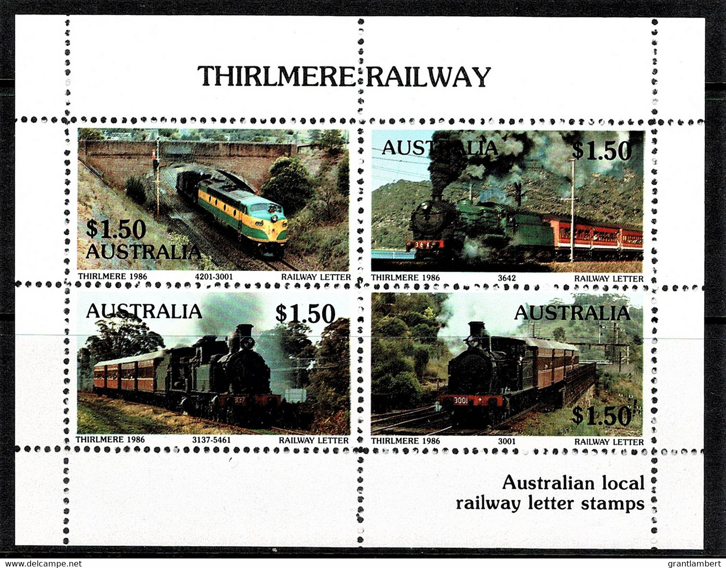 Australia 1986 Thirlmere Railway Cinderella Sheetlet MNH - Cinderellas