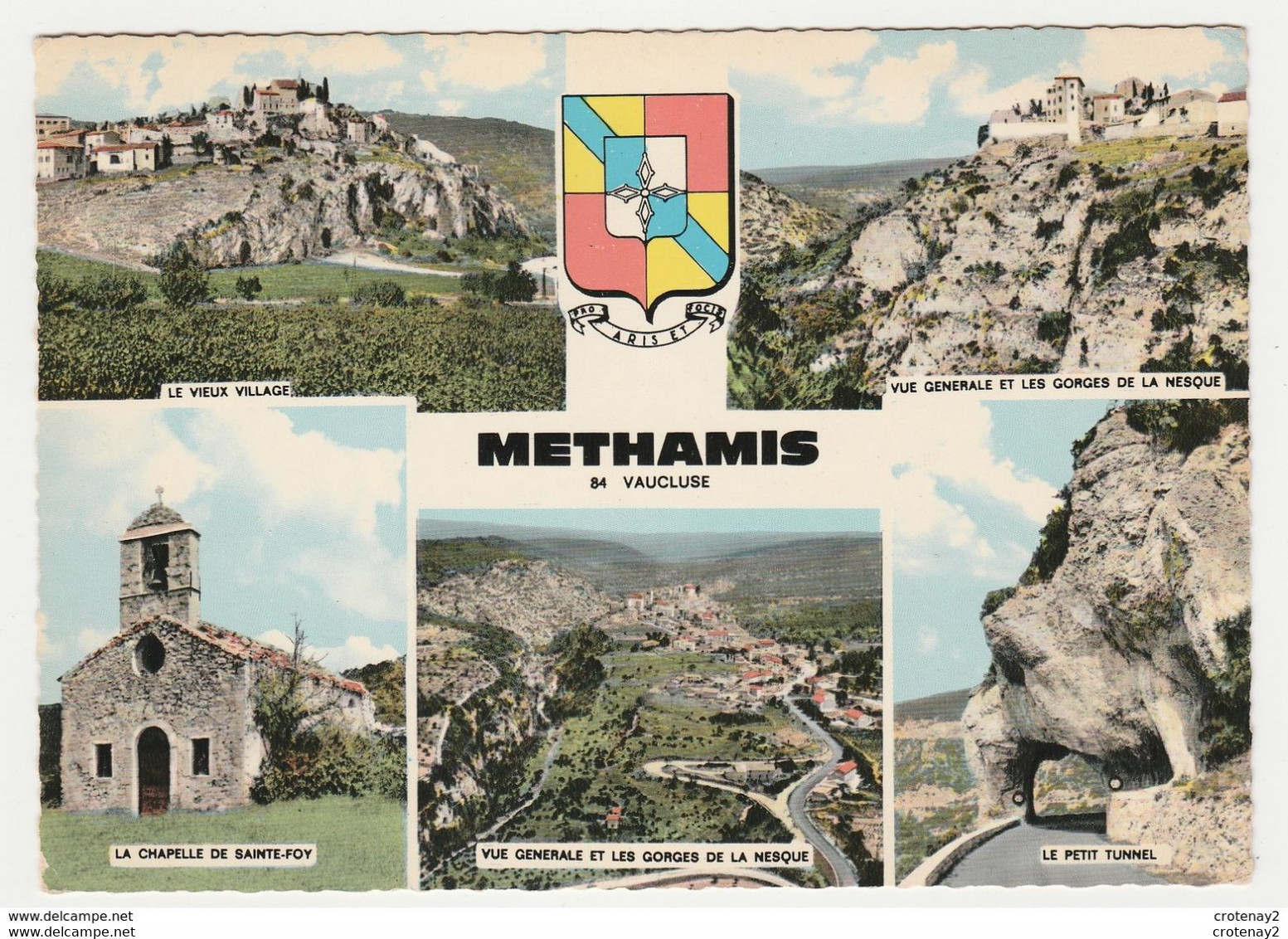 84 METHAMIS N°1 En 5 Vues Et Blason Gorges De La Nesque Chapelle Sainte Foy VOIR Flamme De Carpentras En 1980 - Carpentras