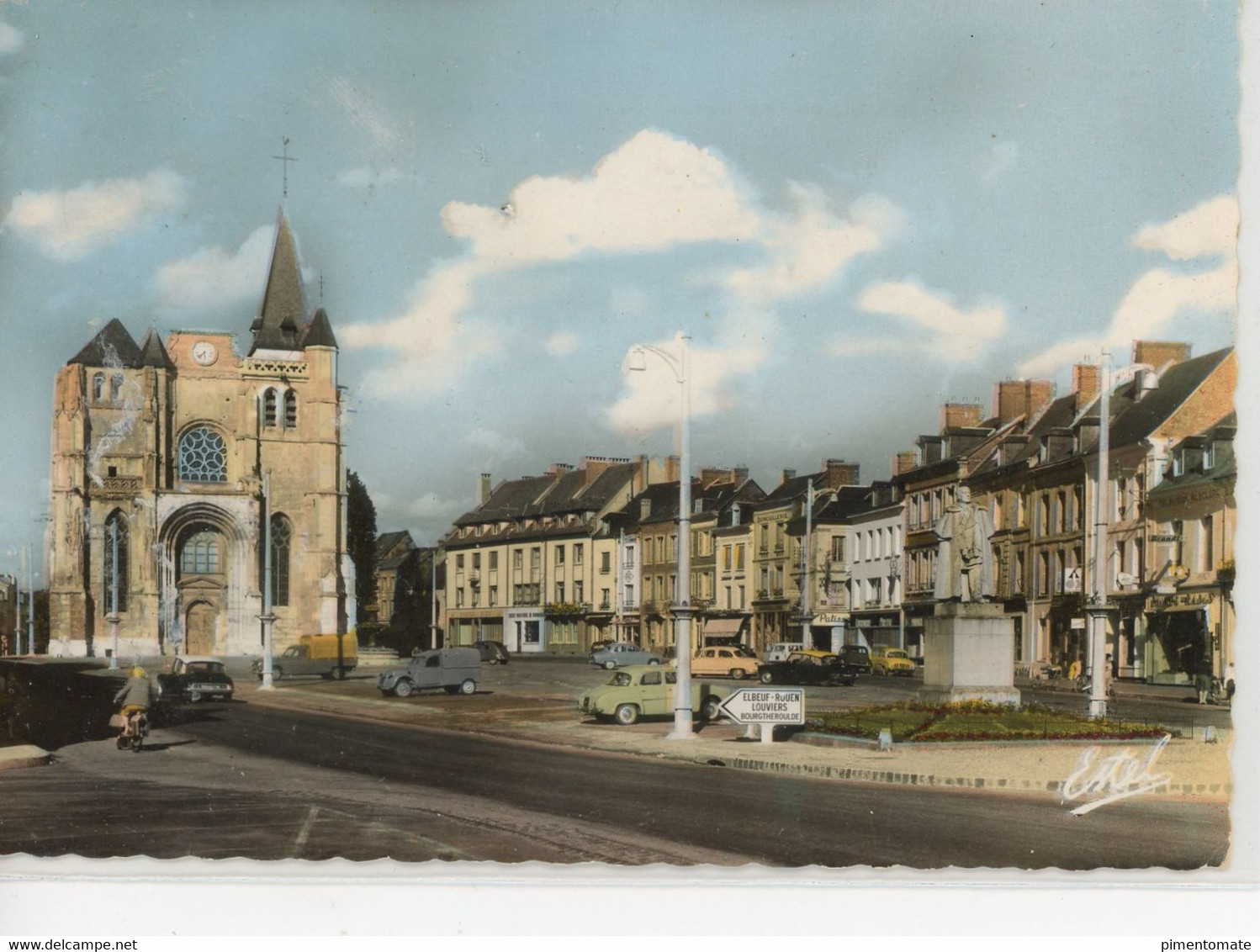 LE NEUBOURG EGLISE SAINT PAUL ET LA PLACE DUPONT DE L'EURE FLAMME POSTALE 1966 - Le Neubourg