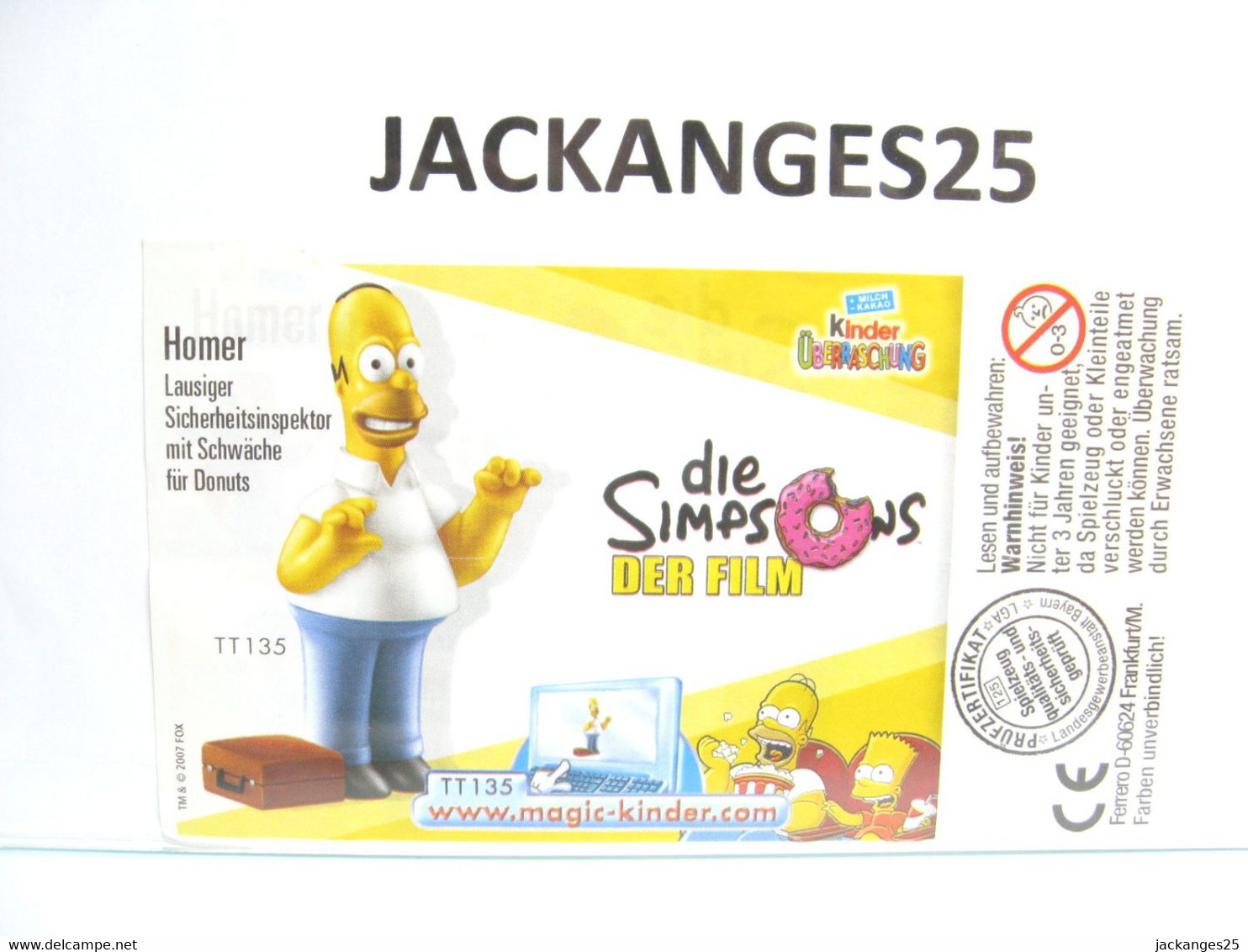 KINDER MPG TT 135 SIMPSONS 2007 HOMER + BPZ D - Familles