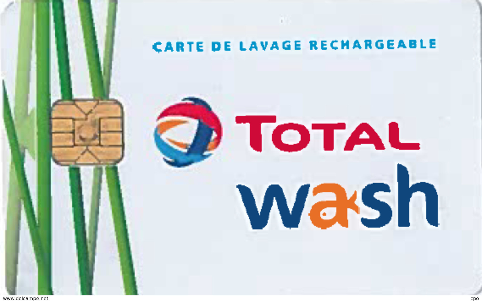 # Carte A Puce Portemonnaie Lavage Total - 1000 Stations - Plante Et Gouttes - Verso 1 - Carte De Lavage - TBE - Colada De Coche