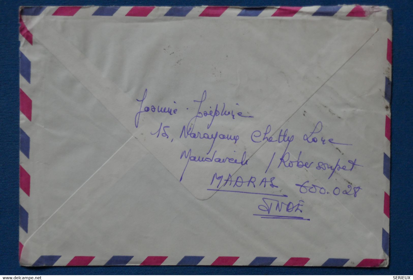 AC11 INDIA BELLE LETTRE  1985    POUR YERRES FRANCE +AEROPHILATELIEC +AFFRANCH. INTERESSANT - Storia Postale