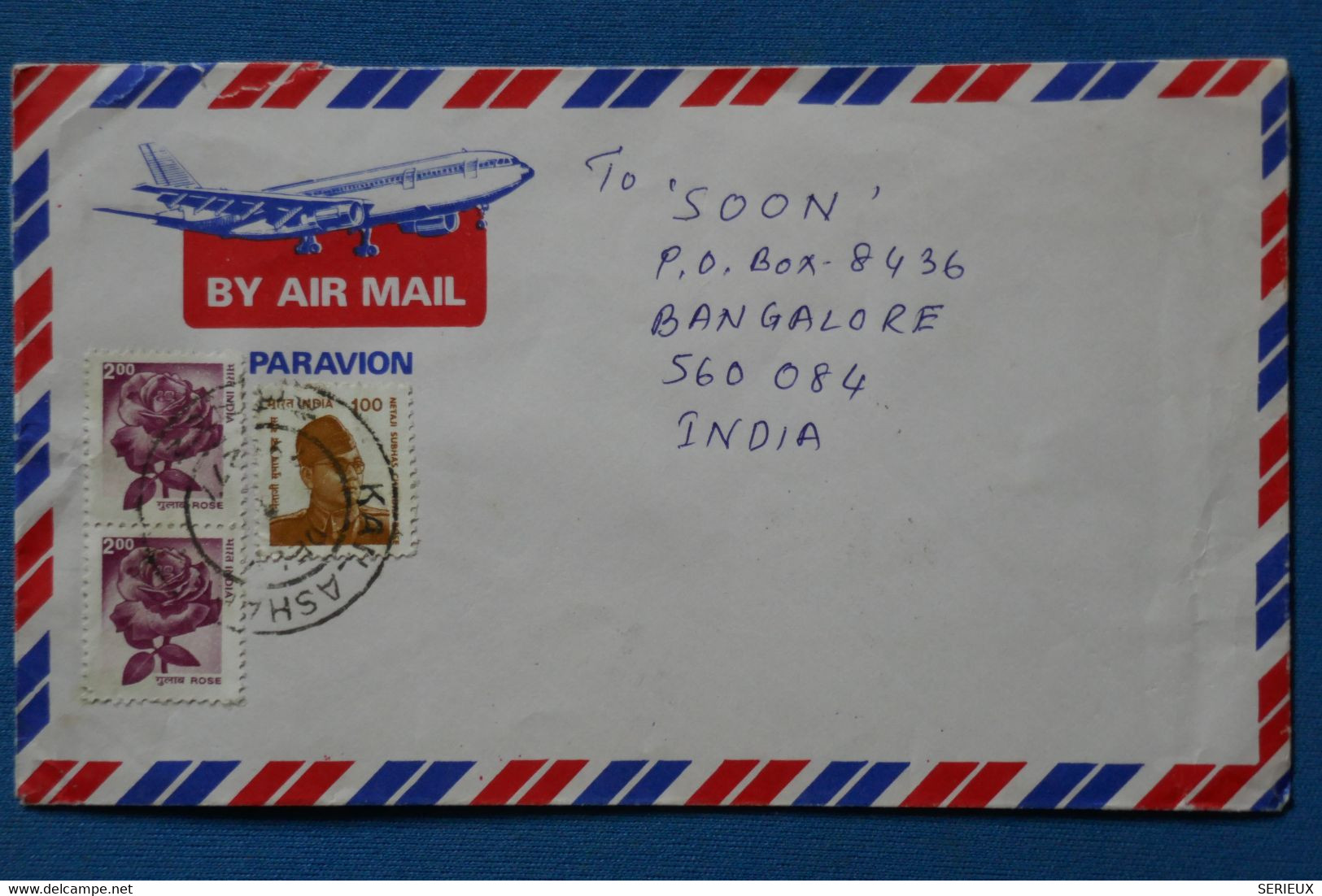 AC11 INDIA BELLE LETTRE  1985  POUR BANGALORE + ++AEROPHILATELIE +AFFRANCH. INTERESSANT - Cartas & Documentos