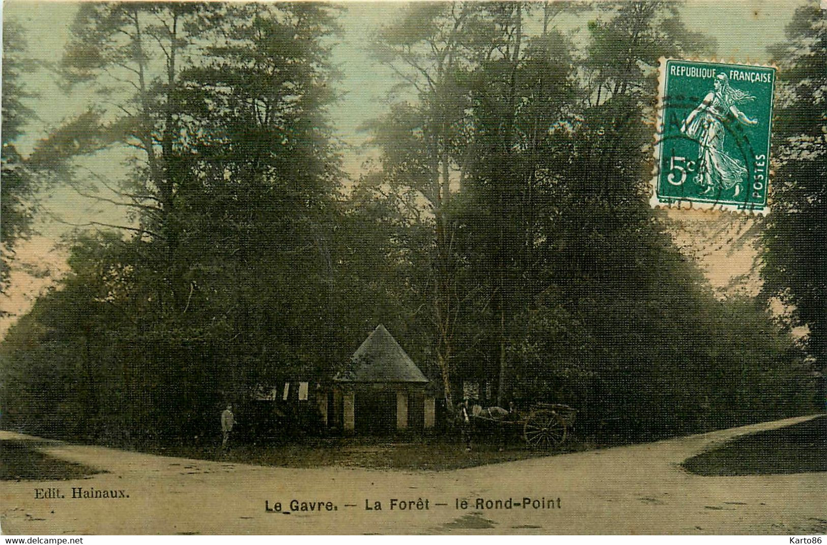 Le Gavre * Vue Sur La Forêt * Le Rond Point * Cpa Toilée Colorisée * Attelage - Le Gavre