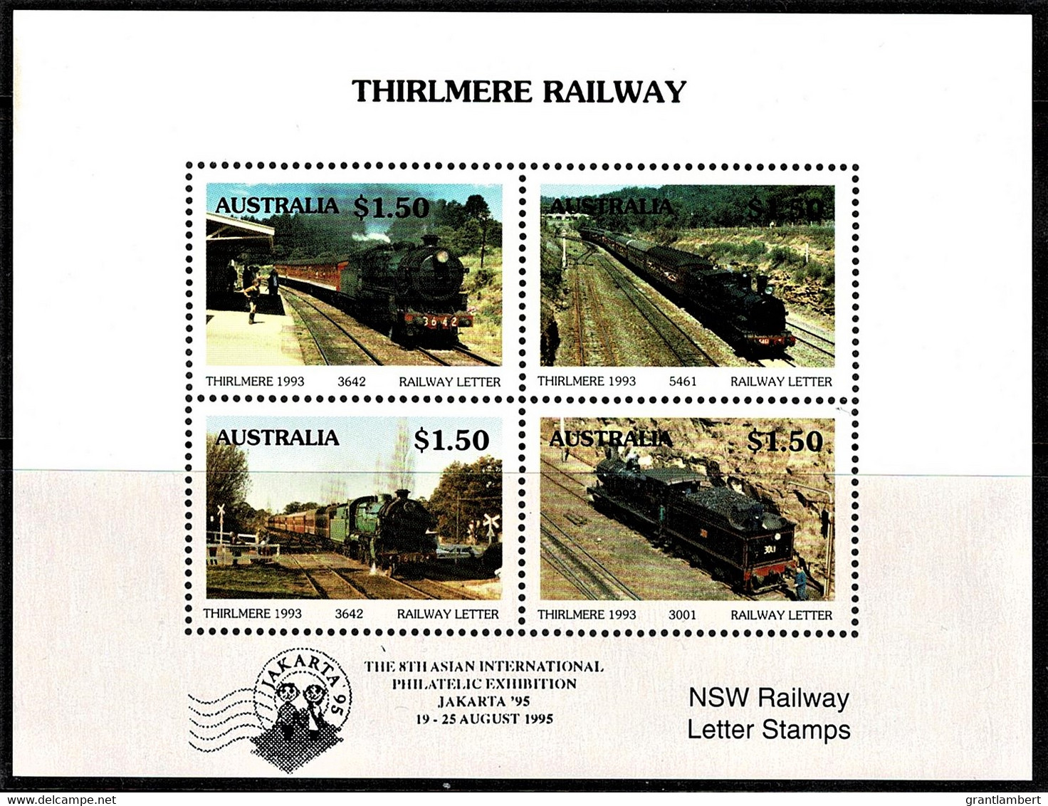 Australia 1993 Thirlmere Railway OP JAKARTA '95 Cinderella Sheetlet MNH - Werbemarken, Vignetten