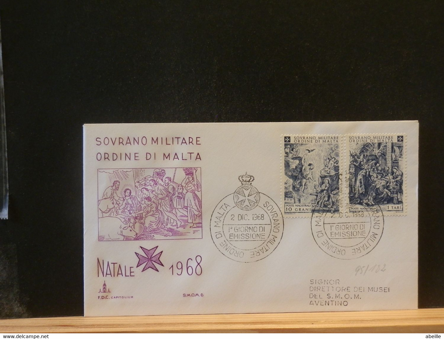 95/182   FDC  ORDRE DE MALTE  1968 NATALE 1968 - Malte (Ordre De)