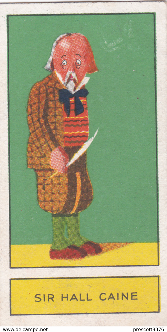 11 Sir Hall Caine  - Personalities Of Today, Caricatures 1932 -  Phillips Cigarette Card - Original - Phillips / BDV