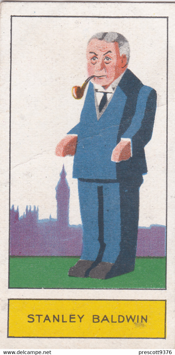 16 Stanley Baldwin  - Politics - Personalities Of Today, Caricatures 1932 -  Phillips Cigarette Card - Original - Phillips / BDV