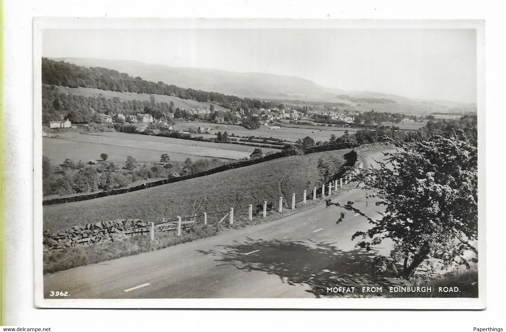 Real Photo Postcard, MOFFAT From EDINBURGH ROAD, Road, Landscape, House. - Dumfriesshire