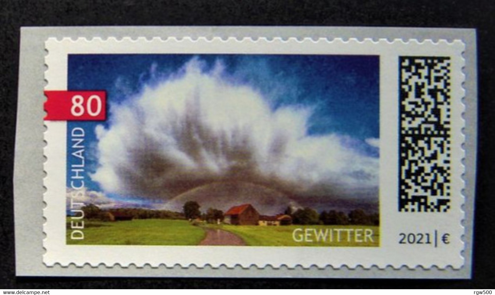 Bund/BRD Oktober 2021 Selbstklebende Rollenmarke "Gewitterwolke" MiNr  3617, Mit Zählnummer 70 Postfrisch - Ungebraucht