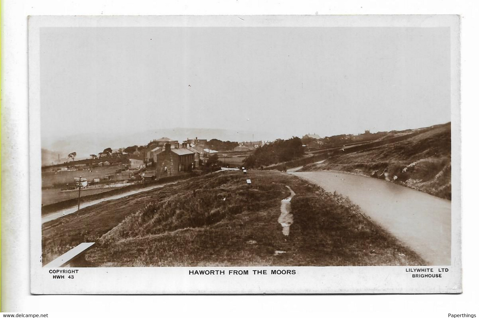 Real Photo Postcard, Bradford, Haworth From The Moors. Road, Street, House. - Bradford
