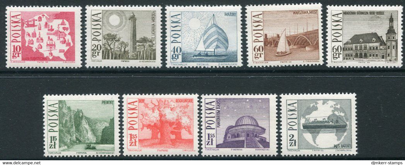 POLAND 1966 Definitive: Tourism MNH / **.  Michel 1705-13 - Neufs