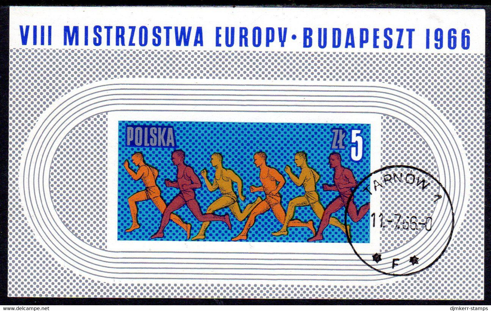 POLAND 1966 European Athletics Block Used.   Michel Block 39 - Used Stamps