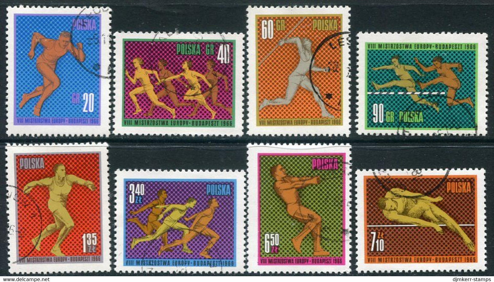 POLAND 1966 European Athletics Used.   Michel 1680-87 - Oblitérés