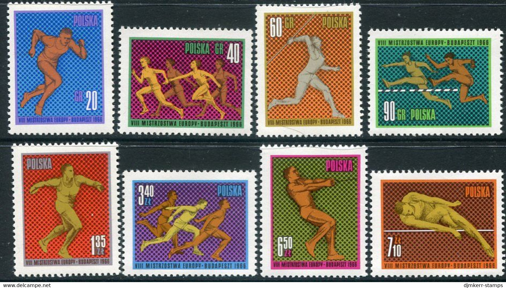 POLAND 1966 European Athletics MNH / **.   Michel 1680-87 - Ungebraucht