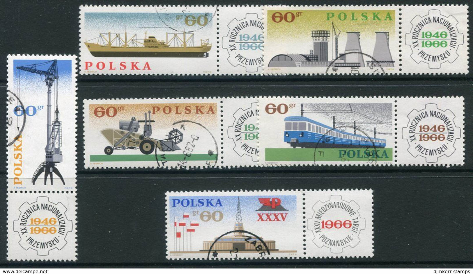 POLAND 1966 Nationalisation Of Industry Used.   Michel 1674-79 Zf - Gebraucht