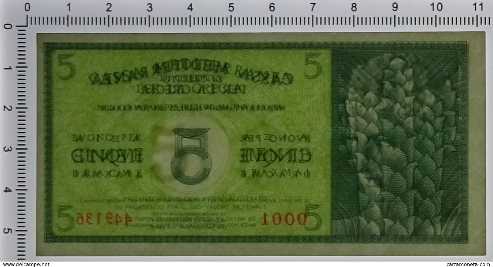 5 DRACME CASSA MEDITERRANEA DI CREDITO PER LA GRECIA 1941 QFDS - Sonstige & Ohne Zuordnung