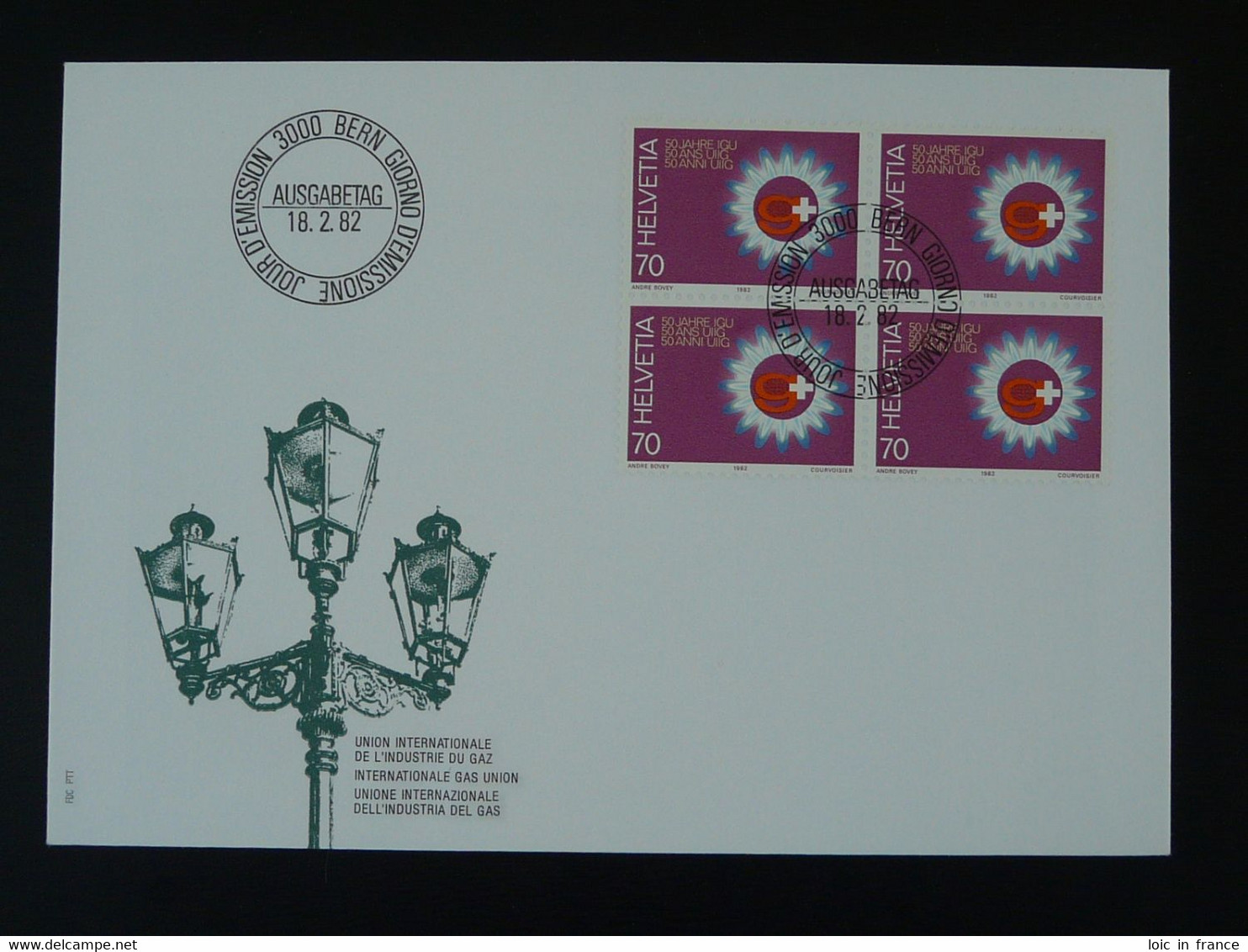 FDC Bloc De 4 Gaz Gas 1982 Suisse Ref 101019 - Gas