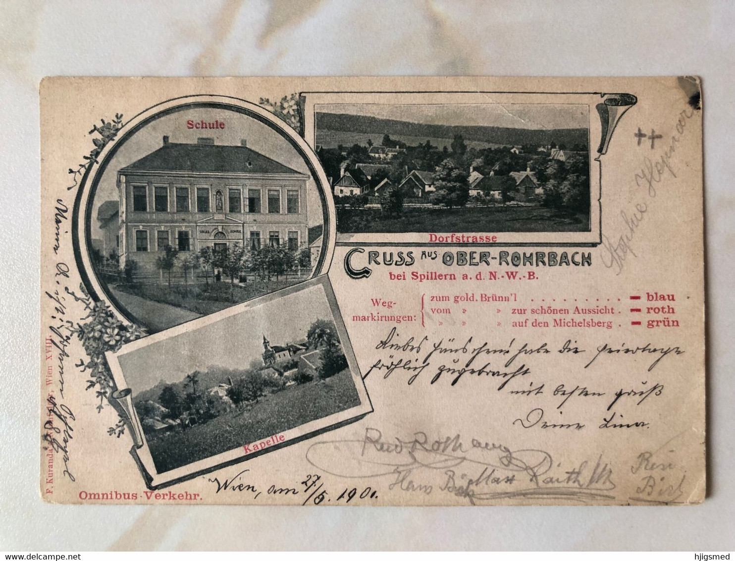 Austria Österreich 1901 Oberrorhbach Rohrbach Bei Spillern Omnibus Verkerh Kapelle Schule Dorf 13865 Post Card POSTCARD - Rohrbach