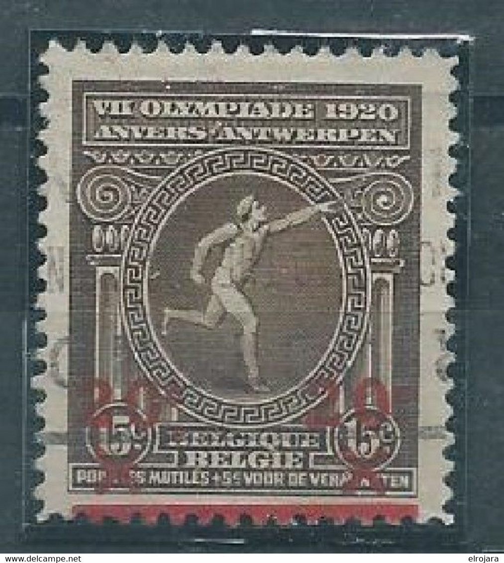 BELGIUM Olympic Overprinted Stamp 15c Used With Low Dot Under The Left C And Displaced Overprint - Summer 1920: Antwerp