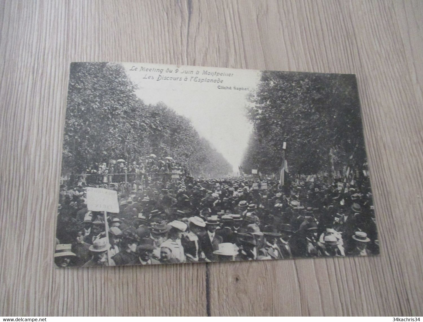 CPA 34 Hérault Montpellier Le Meeting Du 9 Juin 1907 Manifestations Viticoles Les Discours à L'Esplanade - Montpellier