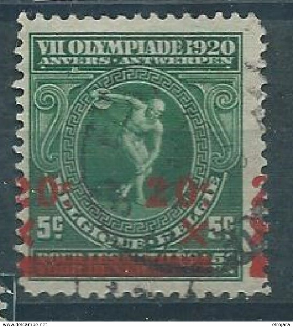 BELGIUM Olympic Overprinted Stamp 5c Used With Displaced Overprint - Verano 1920: Amberes (Anvers)