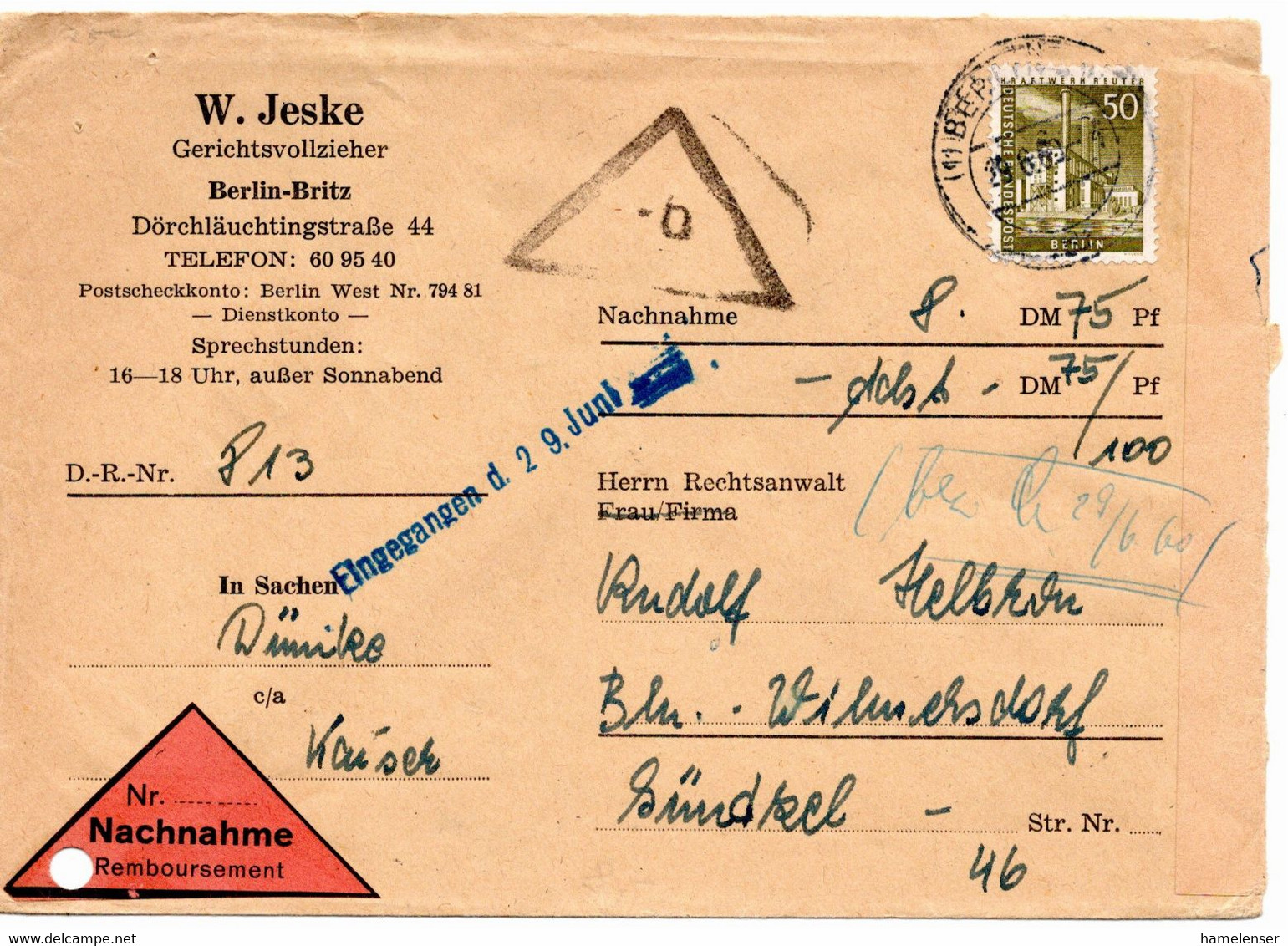 53281 - Berlin - 1960 - 50Pfg. Bauten EF A. NN-Bf. Innerhalb Von BERLIN - Cartas & Documentos