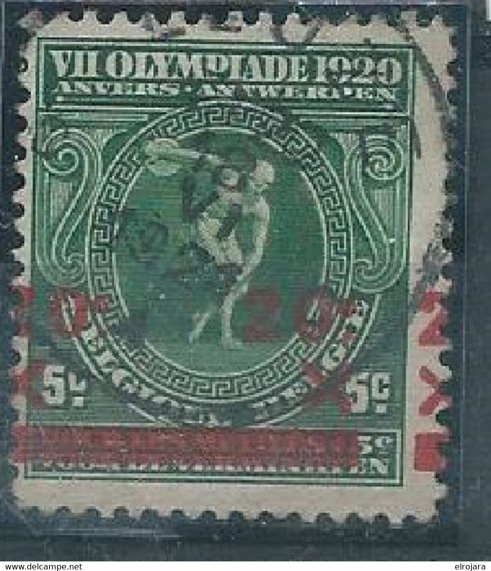 BELGIUM Olympic Overprinted Stamp 5c Used With Displaced Overprint To The Left - Sommer 1920: Antwerpen