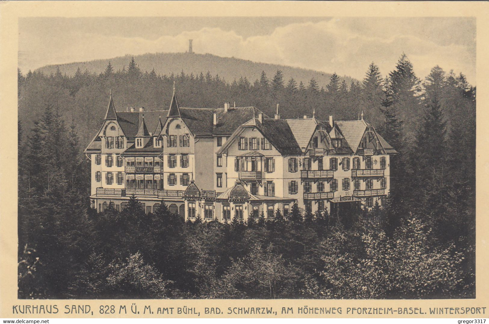 A316) Kurhaus SAND - Amt BÜHL - Bad. Schwarzwald - Am Höhenweg Pforzheim Basel - Wintersport 1913 - Buehl