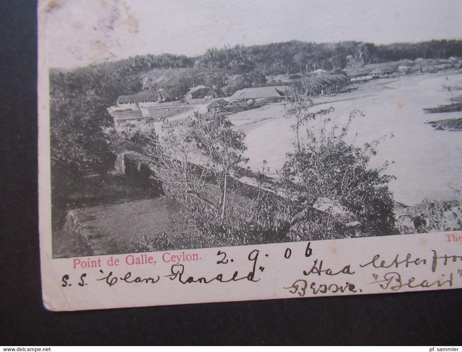 AK GB Kolonie Ceylon 1906 Point De Galle / The Beach Schiffspost Stempel Viszagapatam Nach Edinburgh Scotland - Sri Lanka (Ceilán)