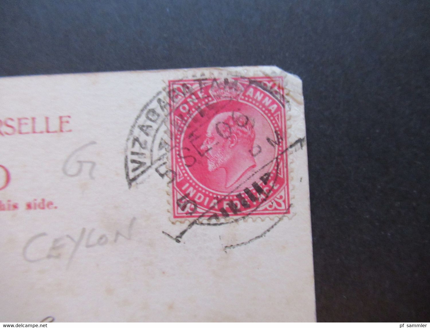 AK GB Kolonie Ceylon 1906 Point De Galle / The Beach Schiffspost Stempel Viszagapatam Nach Edinburgh Scotland - Sri Lanka (Ceylon)