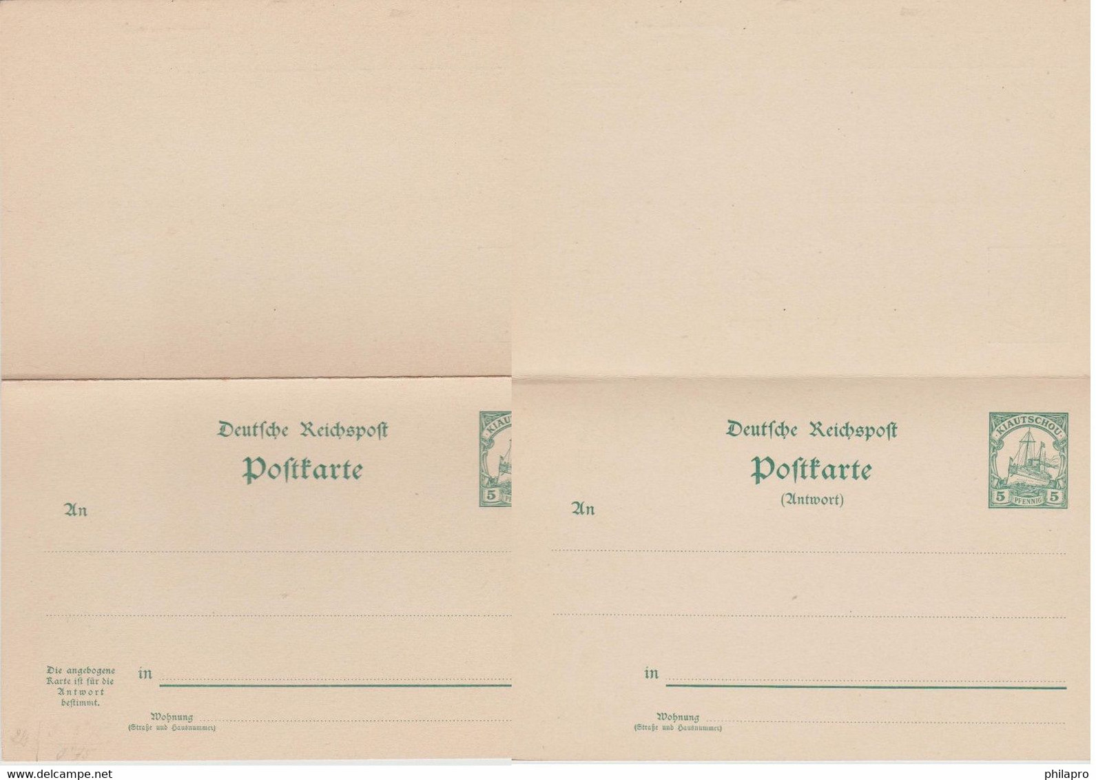 Kouang-Tchéou/GERMANY  ENTIER POSTAUX  POSTCARD  5 PF  Réf  Q661 - Storia Postale