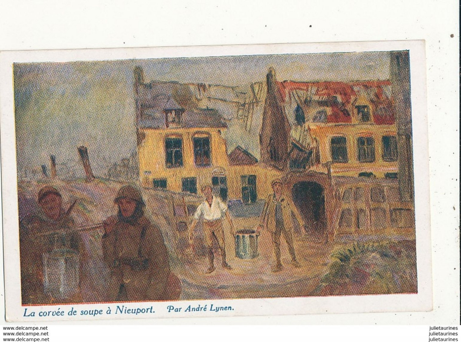 LYNEN ILLUSTRATEUR LA CORVEE DE SOUPE A NIEUPORT CPA BON ETAT - Lynen, Amédée-Ernest