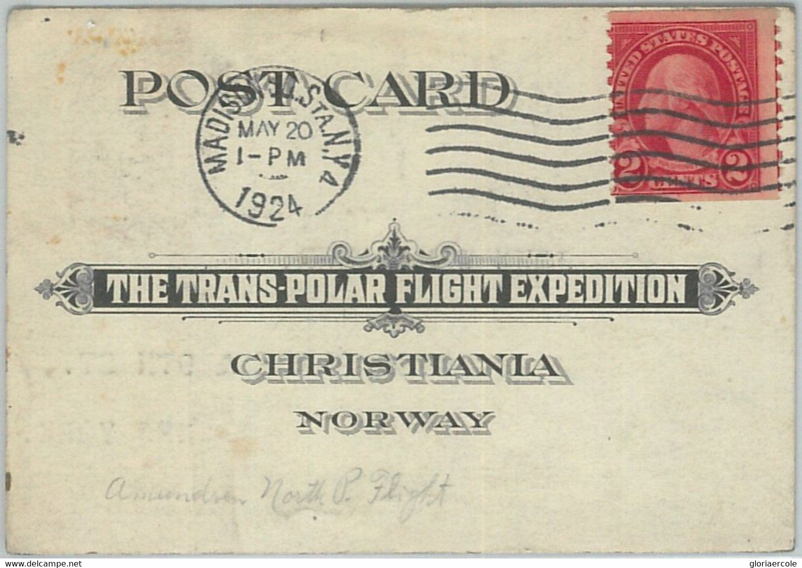 74151 - USA / NORWAY - STATIONERY CARD: Transpolar Flight Expedition 1924 - 1921-40