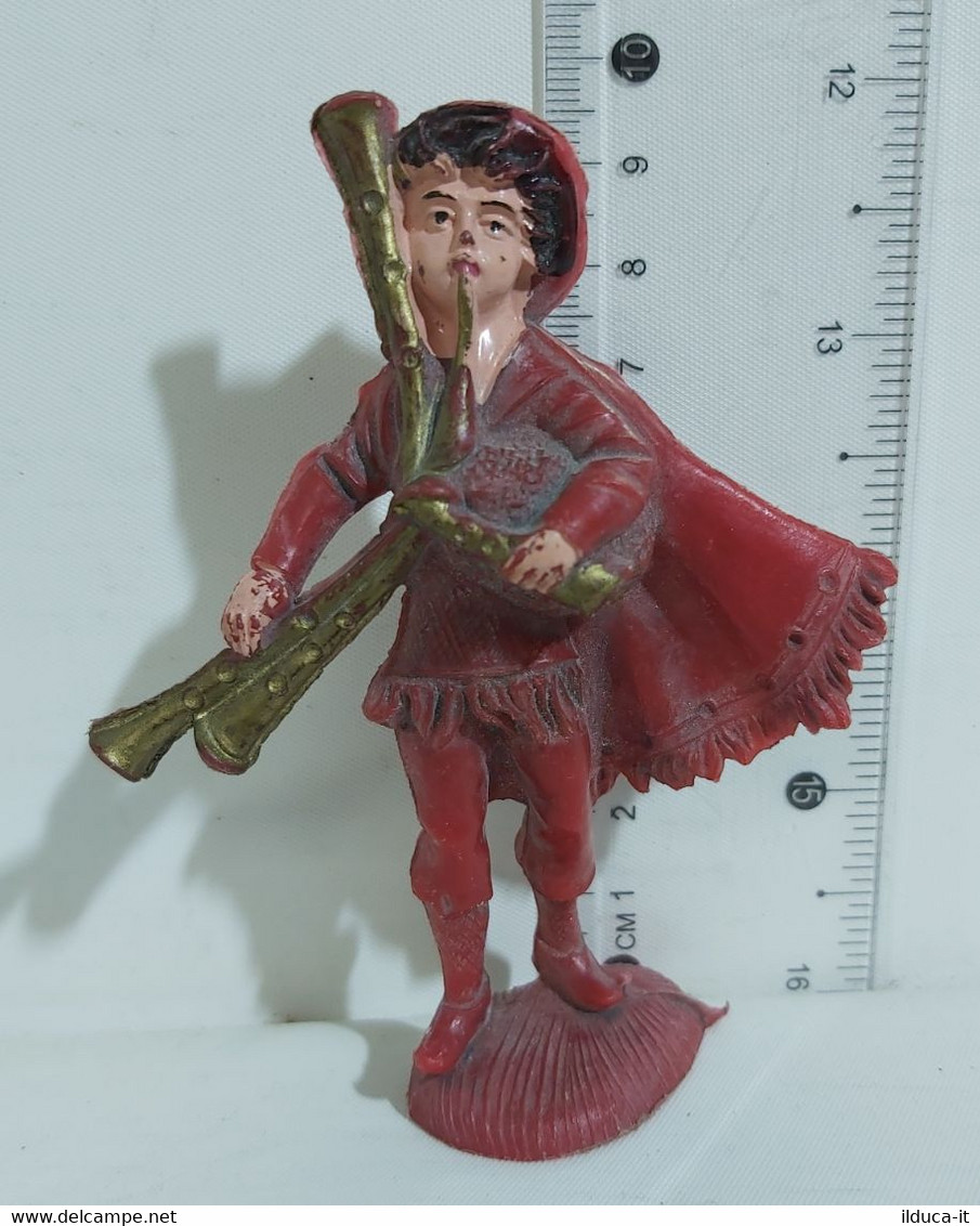 04950 Pastorello Presepe - Statuina In Plastica - Musicante Con Zampogna - Christmas Cribs