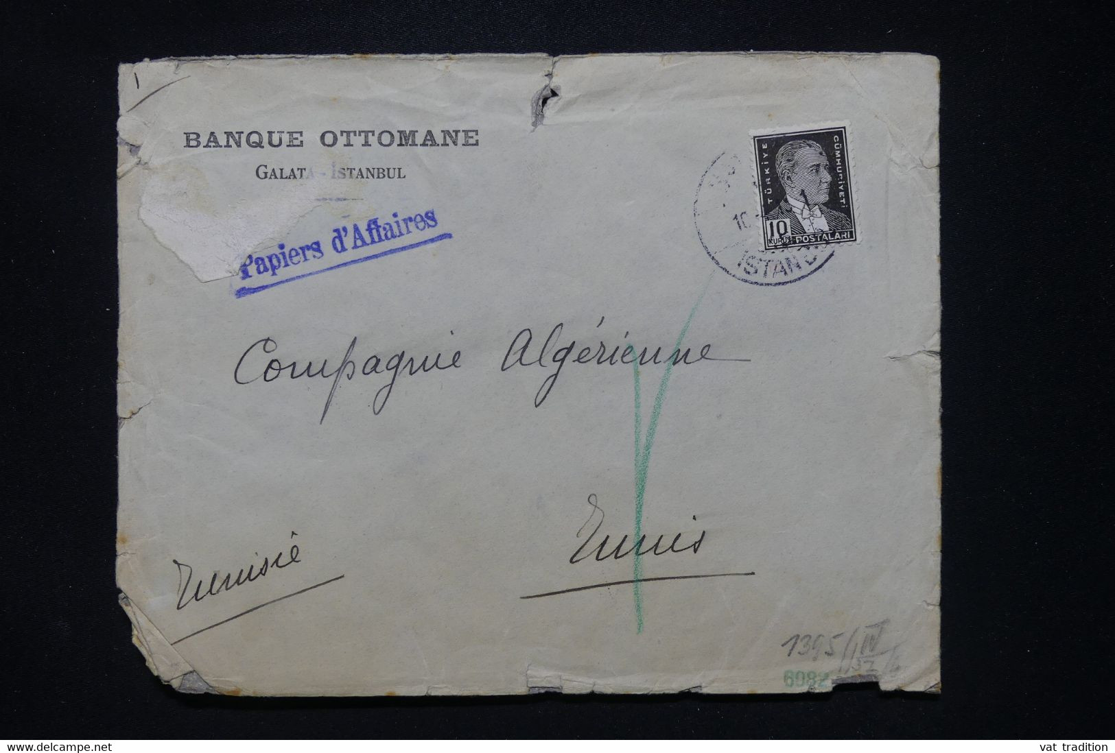 TURQUIE - Enveloppe Commerciale De Istanbul Pour Tunis En 1941 Avec Contrôle Postal Allemand - L 107887 - Briefe U. Dokumente