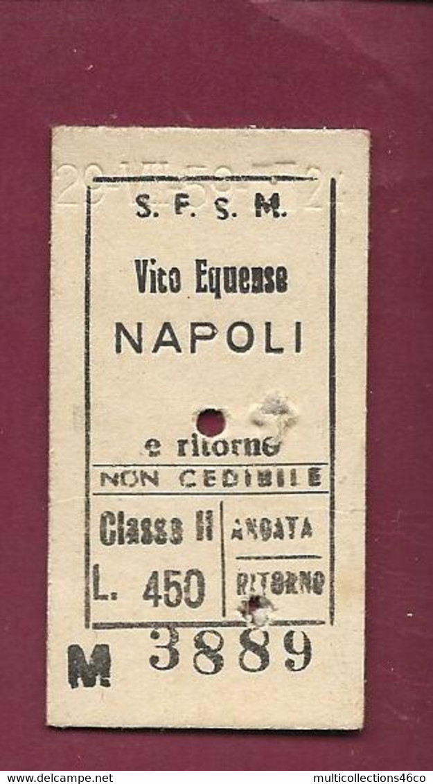 081021 - TICKET TRANSPORT METRO CHEMIN DE FER TRAMWAY - METROPOLITAIN ITALIE SFSM Vico Equense NAPOLI M3889 - Europe