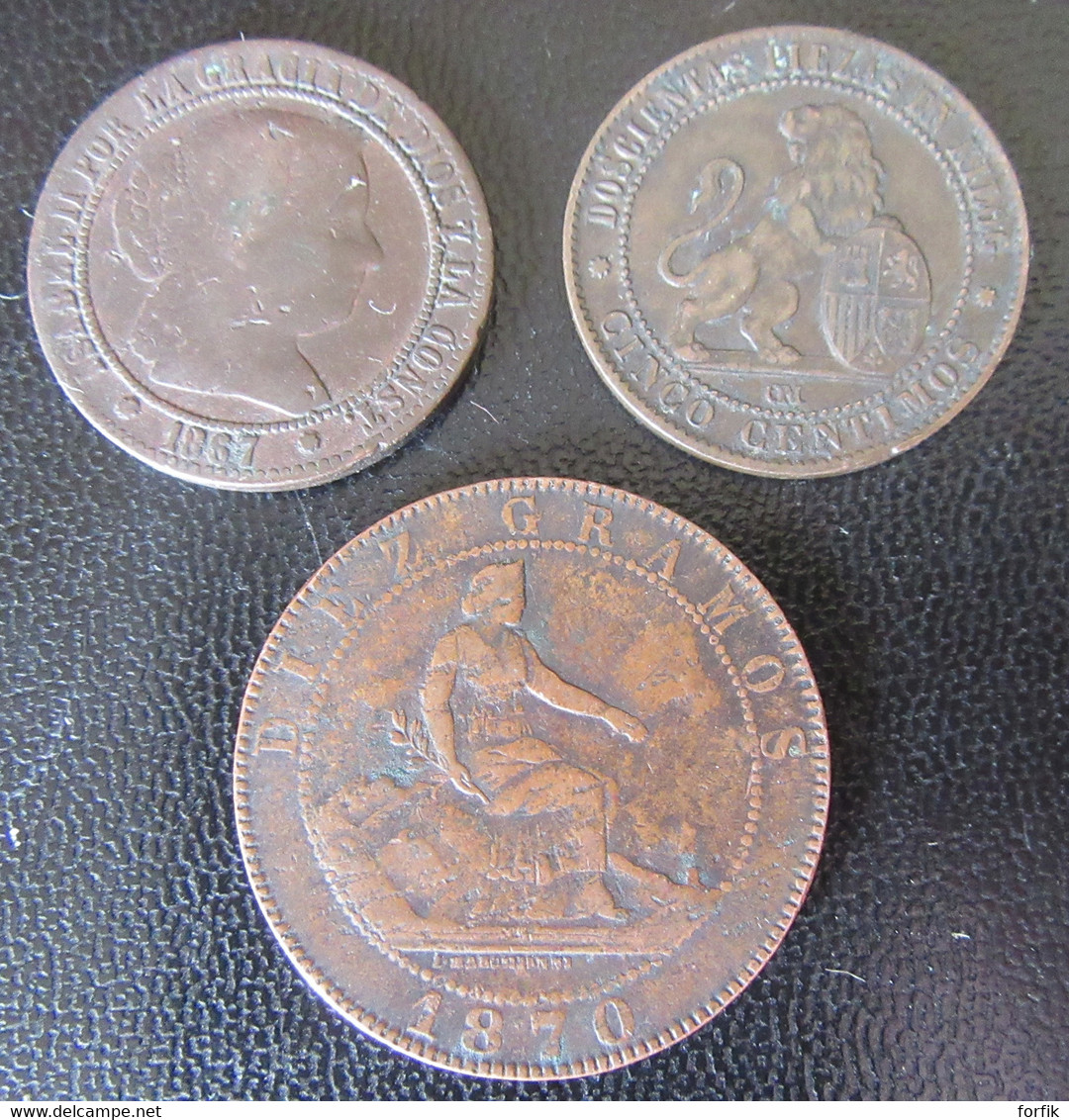 Espagne / Espana - 3 Monnaies 5 Centimos Et 10 Centimos 1867, 1870 -  Verzamelingen