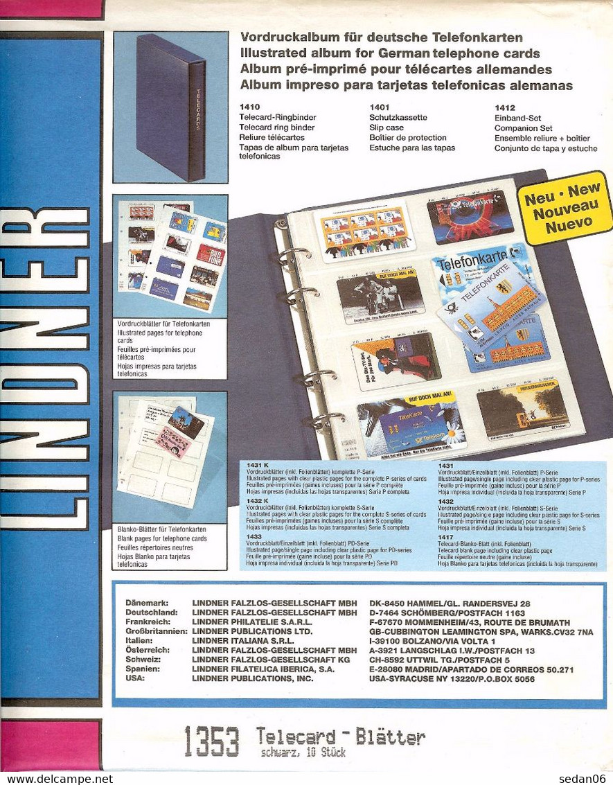 Lindner - Feuilles MULTI-COLLECT à 8 Cases Noires REF. 1353 (paquet De 10) - Materiale