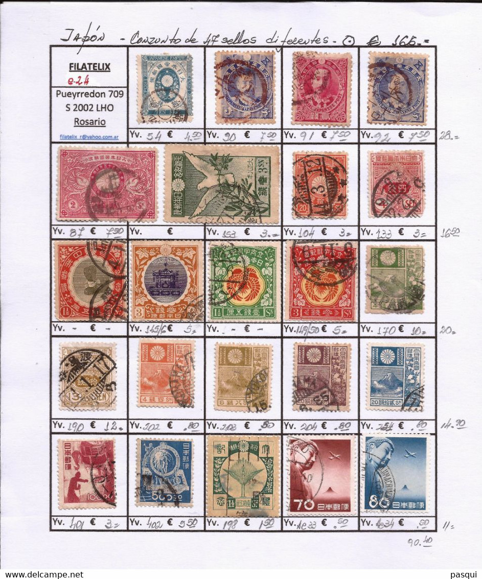 JAPON - Fx. 24 - Conjunto De 47 Sellos Antiguos Diferentes, Seleccionados - Ø - Collezioni & Lotti