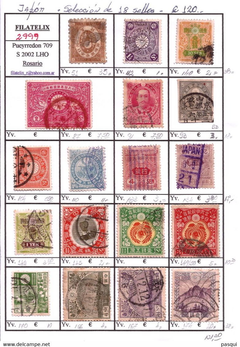 JAPON - Fx. 201 - Conjunto De 18 Sellos Antiguos Diferentes, Seleccionados - Ø - Collections, Lots & Séries