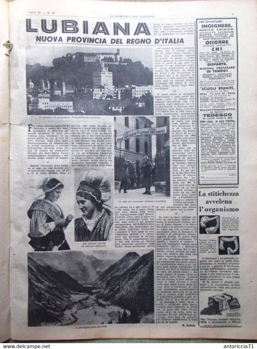 La Domenica Del Corriere 25 Maggio 1941 WW2 Savoia Regno Croazia Louis Lubiana - Guerra 1939-45