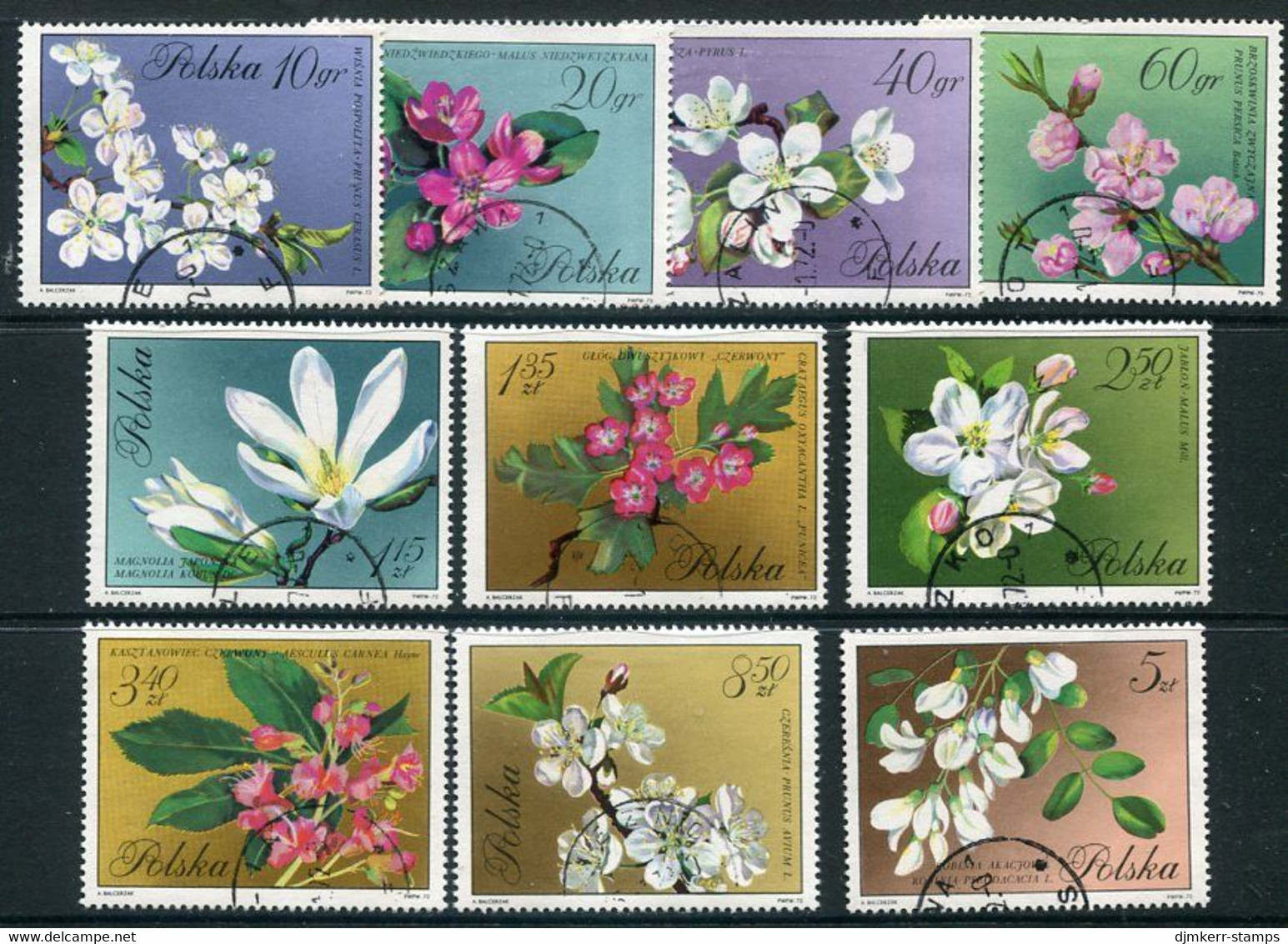 POLAND 1971 Tree Blossoms Used  Michel 2132-41 - Usados