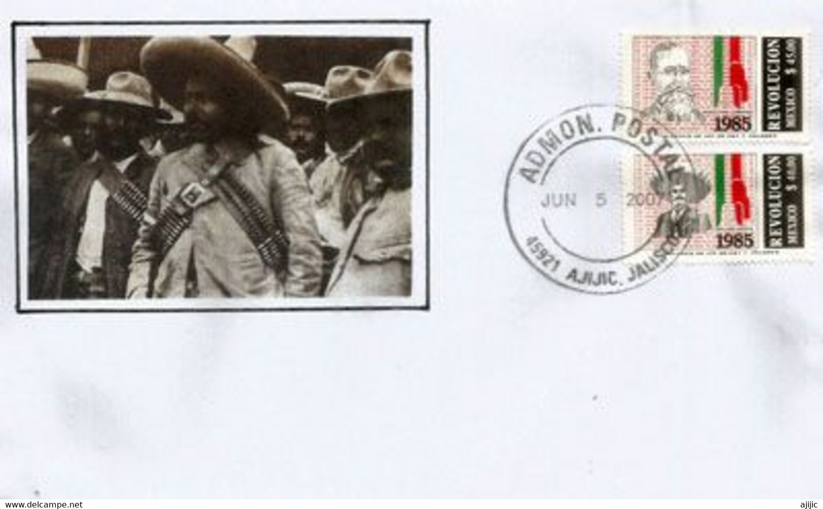 MEXIQUE.Emiliano Zapata,révolutionnaire Mexicain & V.Carranza,sur Lettre Jalisco  (Mexico) - Indiens D'Amérique