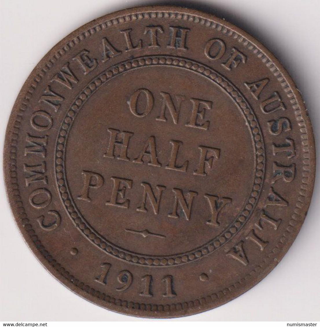 AUSTRALIA ,1/2 PENNY 1911 , UNCLEANED BRONZE COIN - ½ Penny