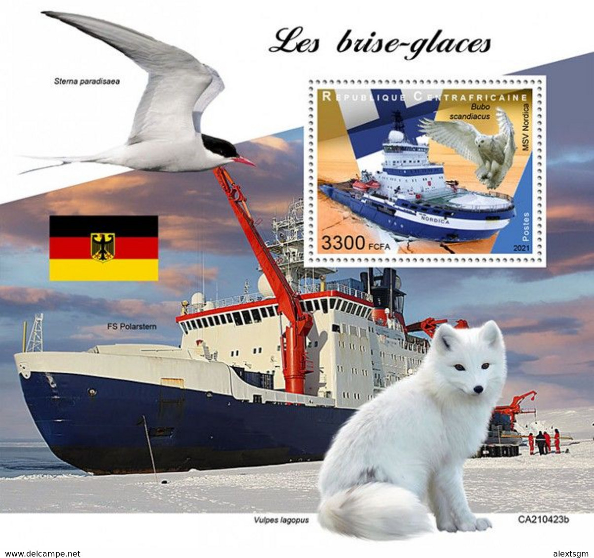 CENTRAL AFRICA 2021 - Icebreakers, Owl S/S. Official Issue [CA210423b] - Owls