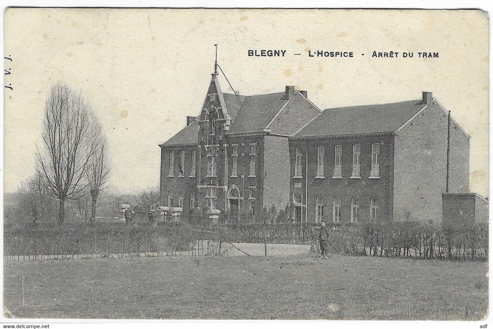 CPA BLEGNY, L'HOSPICE, ARRET DU TRAM, PROVINCE DE LIEGE, BELGIQUE - Blégny