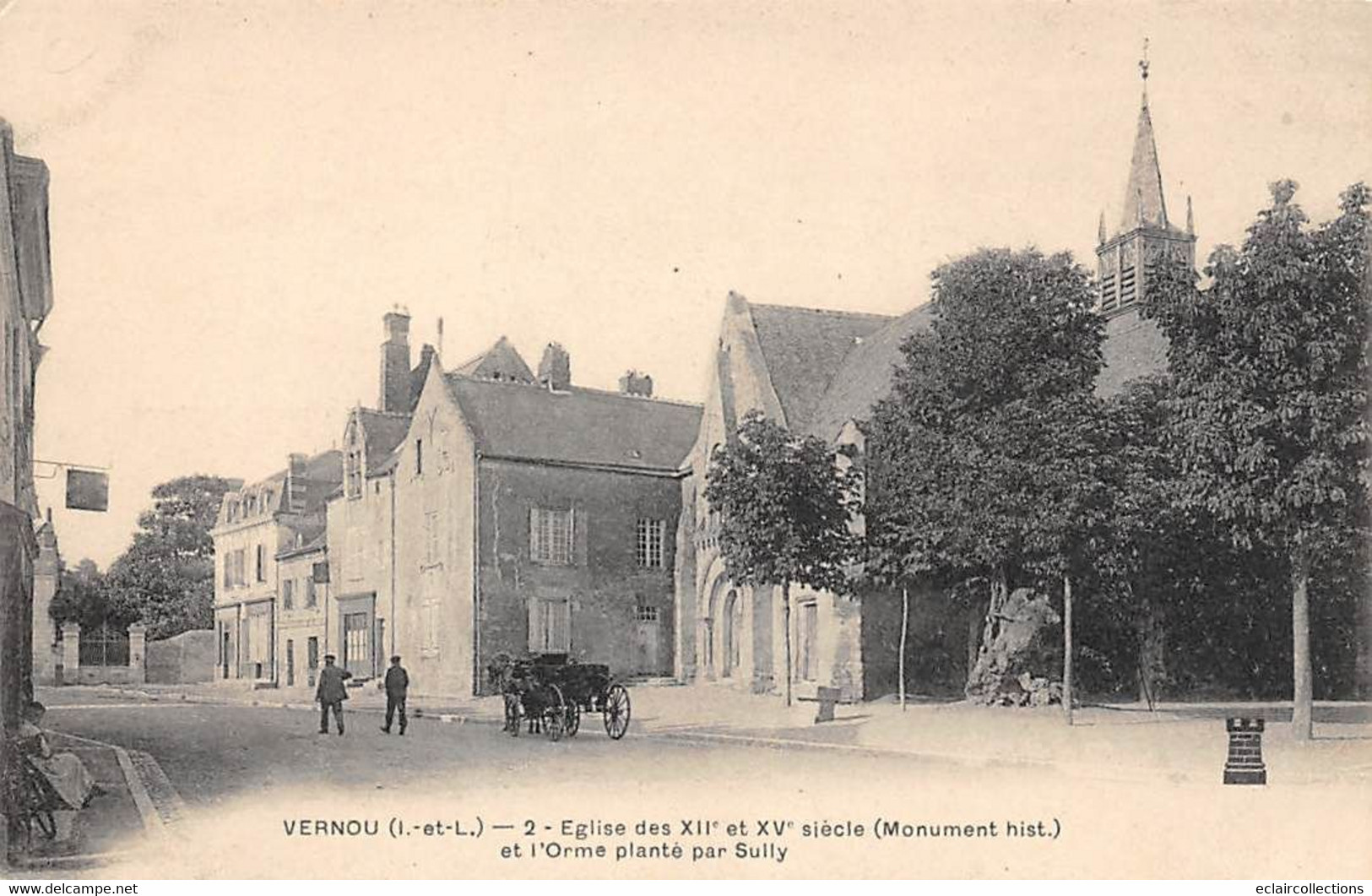 Vernou Sur Brenne         37           L'église Et L'orme Planté Par Sully             (voir Scan) - Andere & Zonder Classificatie