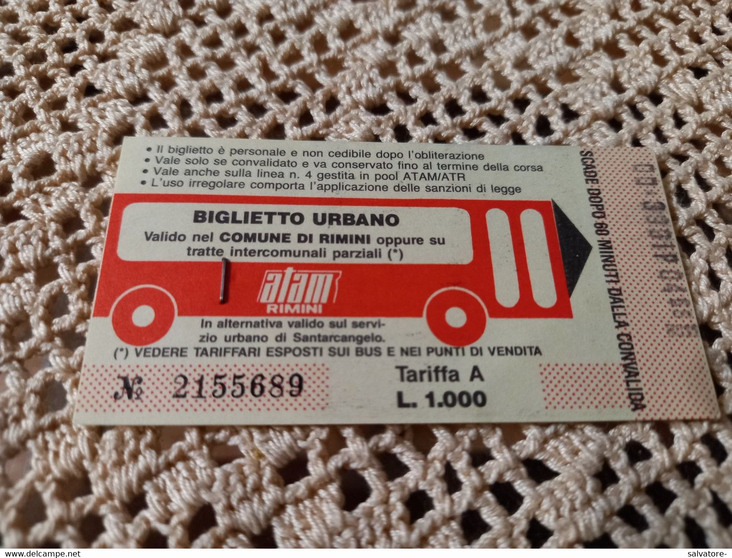 BIGLIETTO AUTOBUS RIMINI LIRE 1000 - Europa