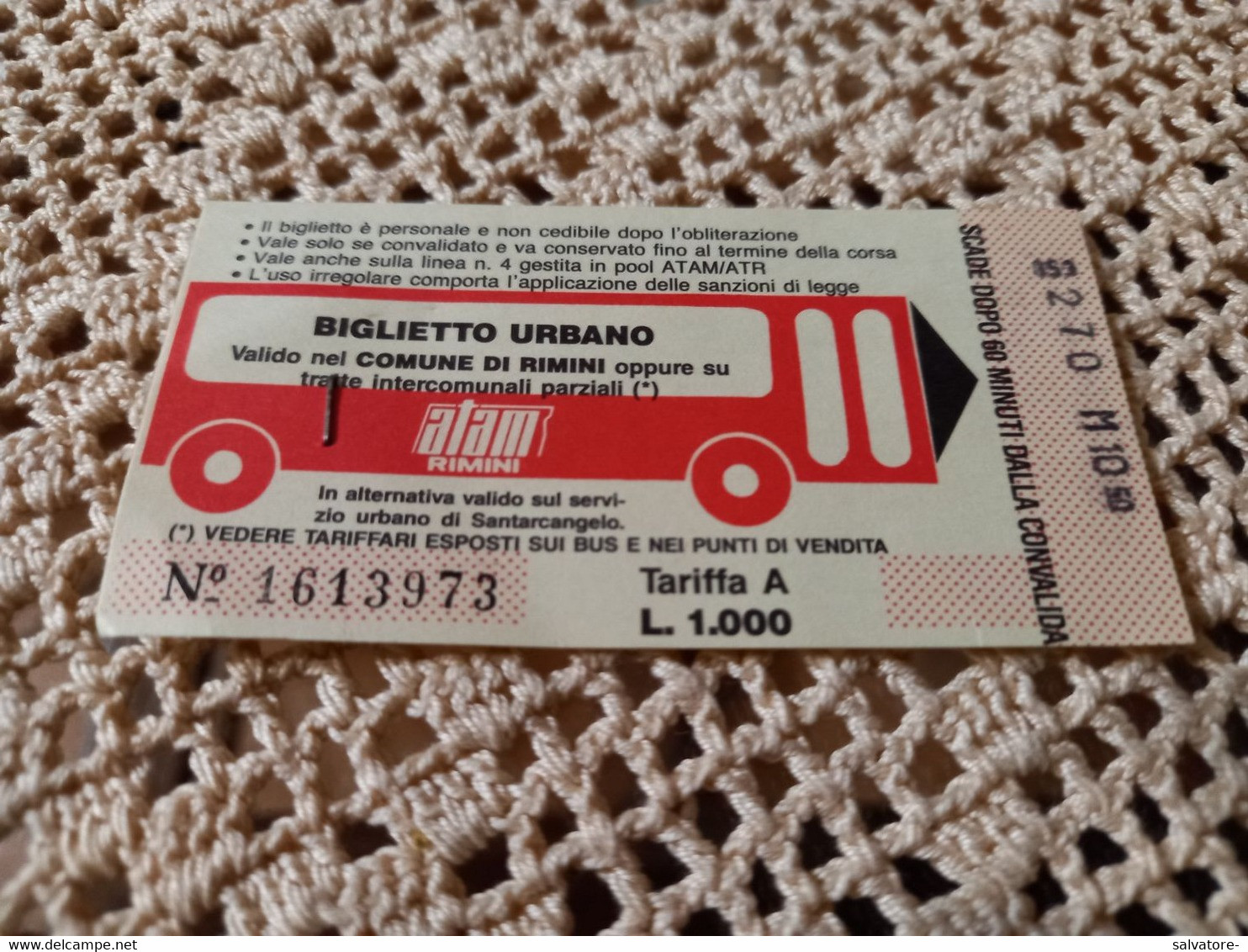 BIGLIETTO AUTOBUS RIMINI LIRE 1000 - Europa